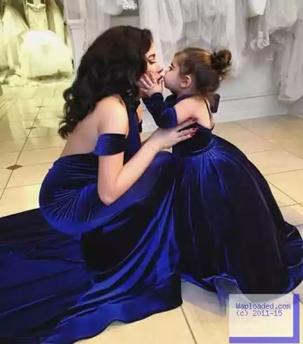 Photos: Check Out These Fashionable Mother & Daughter In Matching Velvet Dresses
